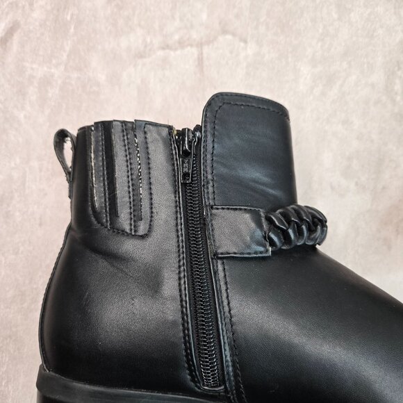 Comfortview Pointed Ankle Booties 7.5 Wide Fit Black Moto Short Heeled Bootie - Picture 9 of 11